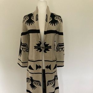 Aztec print black and beige blanket jacket